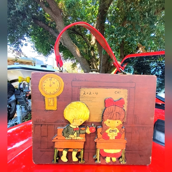 Vintage Wooden School Purse* Lunch Box - Picture 1 of 11
